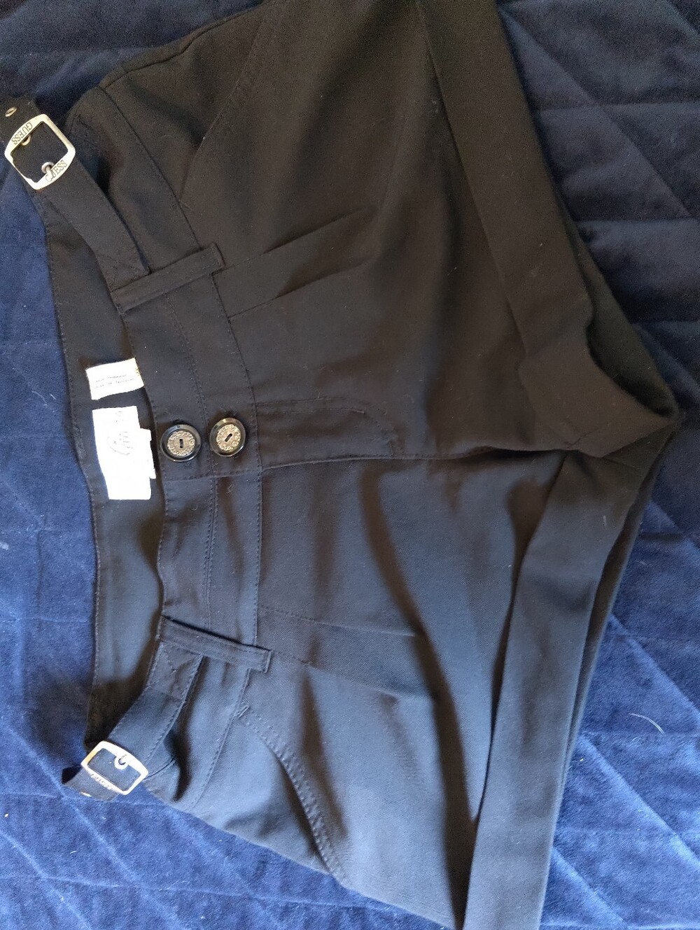 Guess Black Belted Dress Shorts with Decorative Buttons
